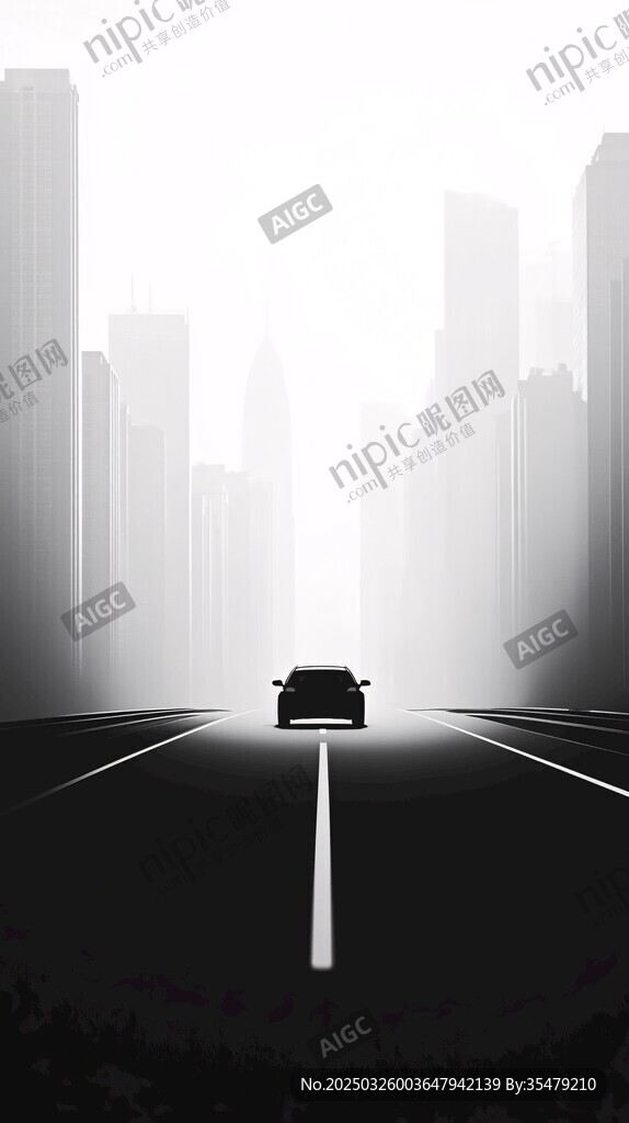 城市道路上的孤独行驶车辆