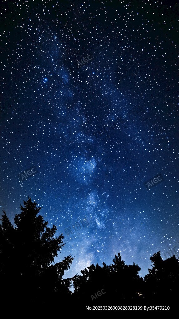 星空下的静谧森林夜景