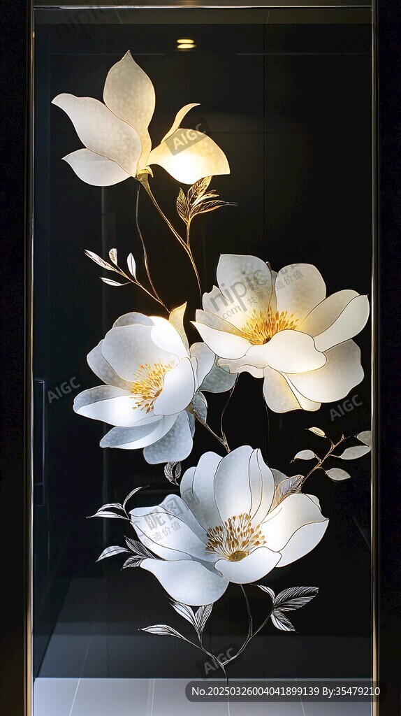 立体白花朵艺术装饰画