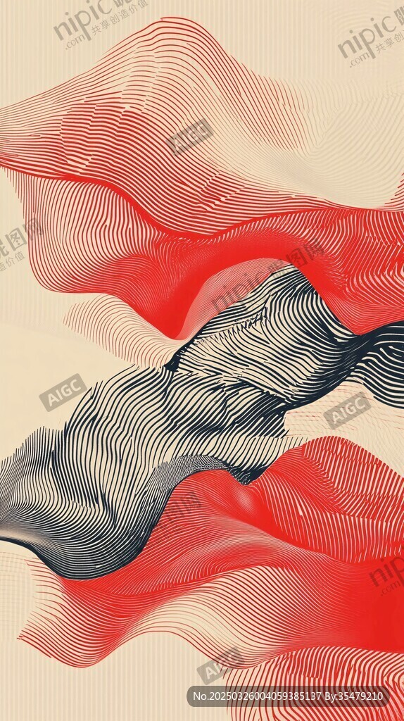 动感红黑线条抽象艺术图