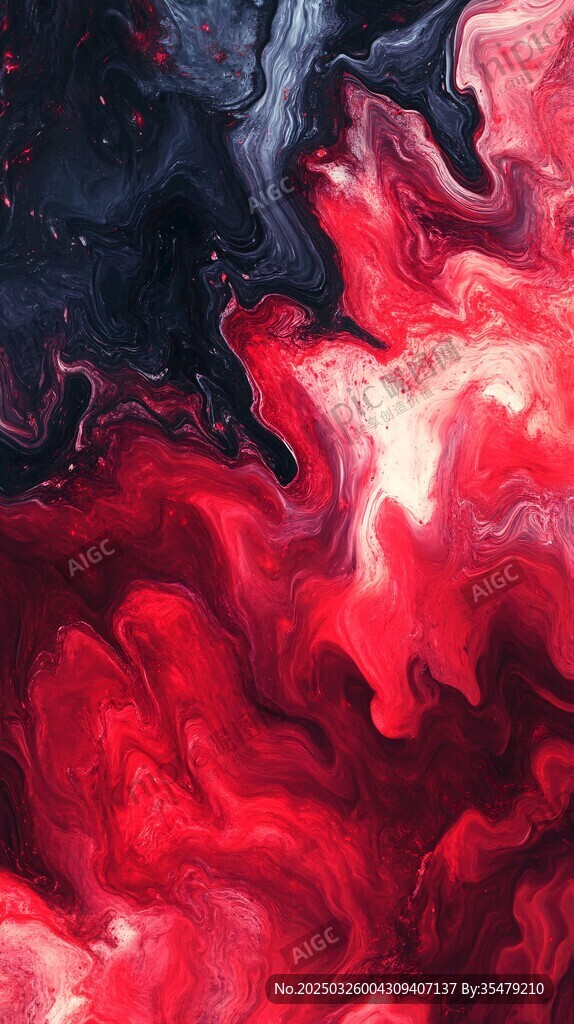 红黑交融的梦幻流体艺术