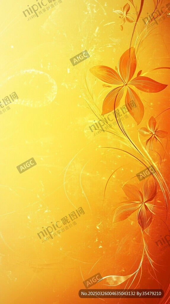 橙黄花卉背景图