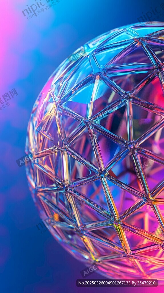 梦幻炫彩几何线条透明球体