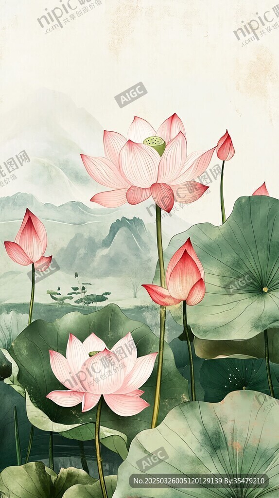 水墨荷花图