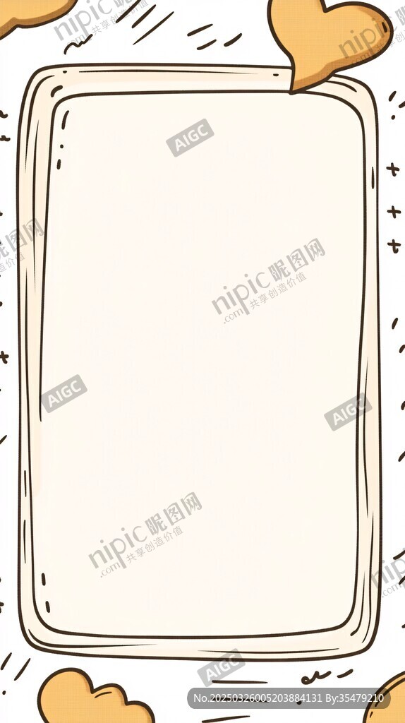 手绘心形边框空白背景图