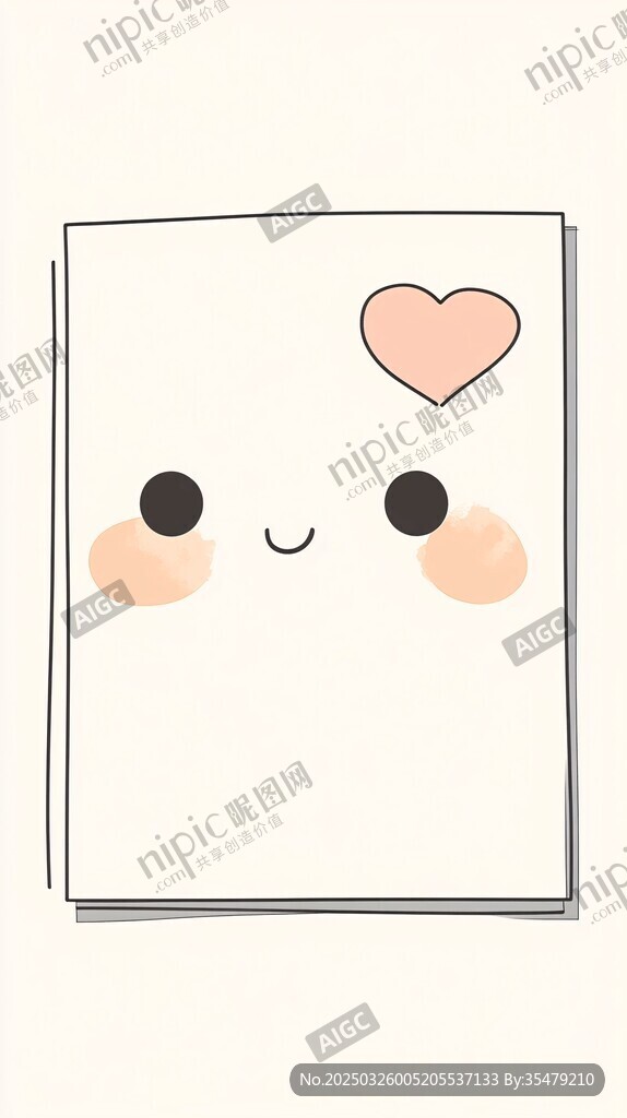 可爱笑脸笔记本插画