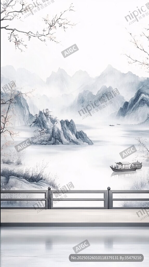 水墨山水间的静谧风光