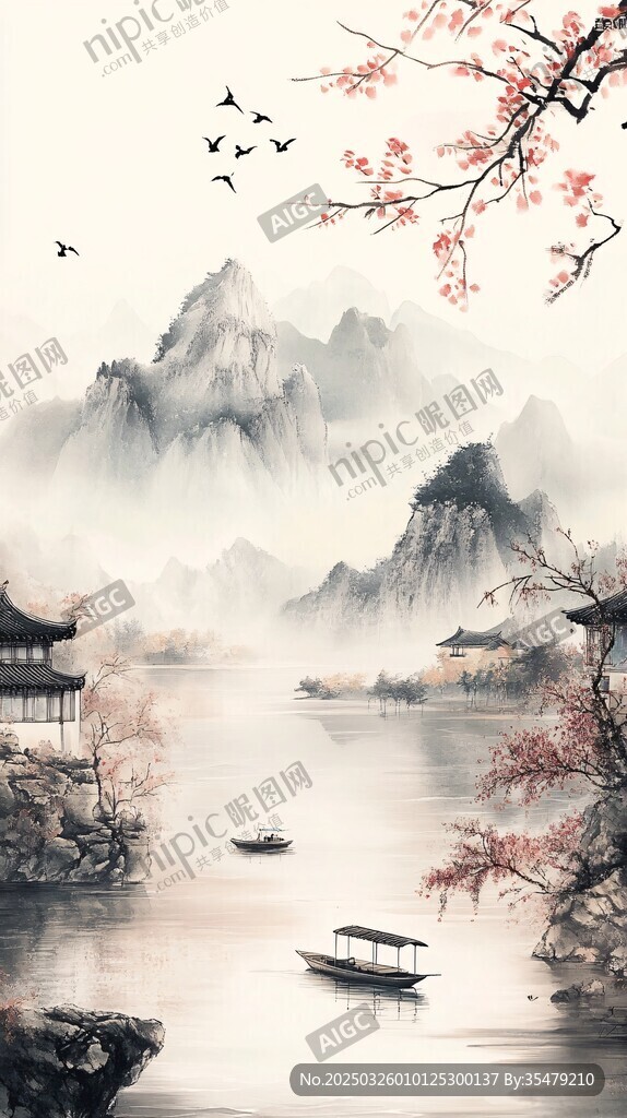 水墨山水间的诗意江南景