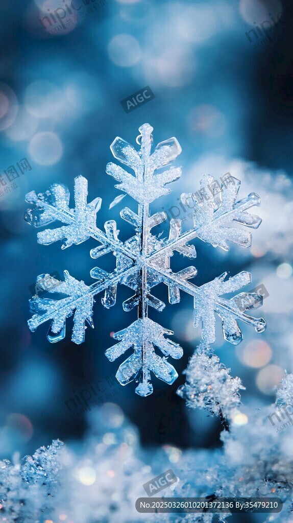 梦幻雪花特写 晶莹之美