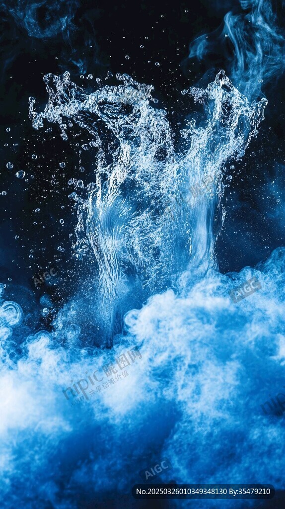 蓝色水花动感瞬间
