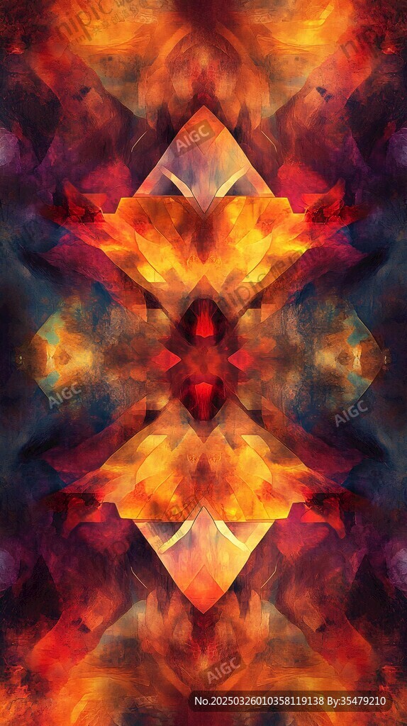 梦幻炫彩抽象对称艺术图案