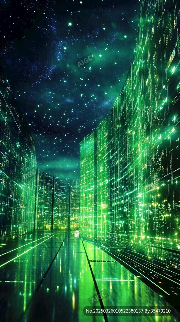 梦幻绿调数据中心星空景象
