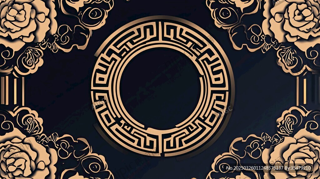 中式黑金古典花纹背景图