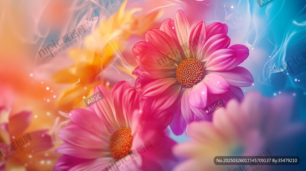 梦幻绚丽花朵绽放瞬间
