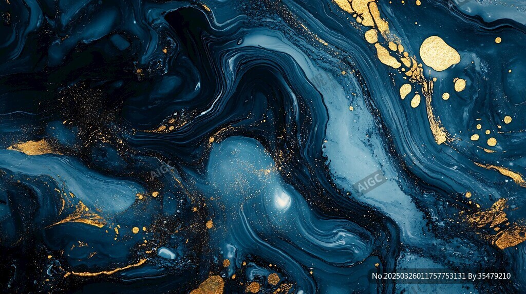 蓝金流动艺术纹理背景