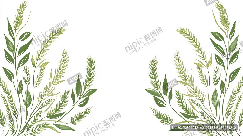 绿色植物边框装饰元素