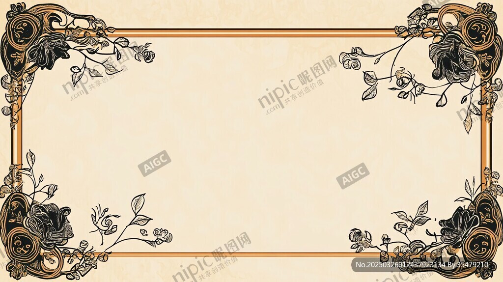 复古花卉边框装饰图案