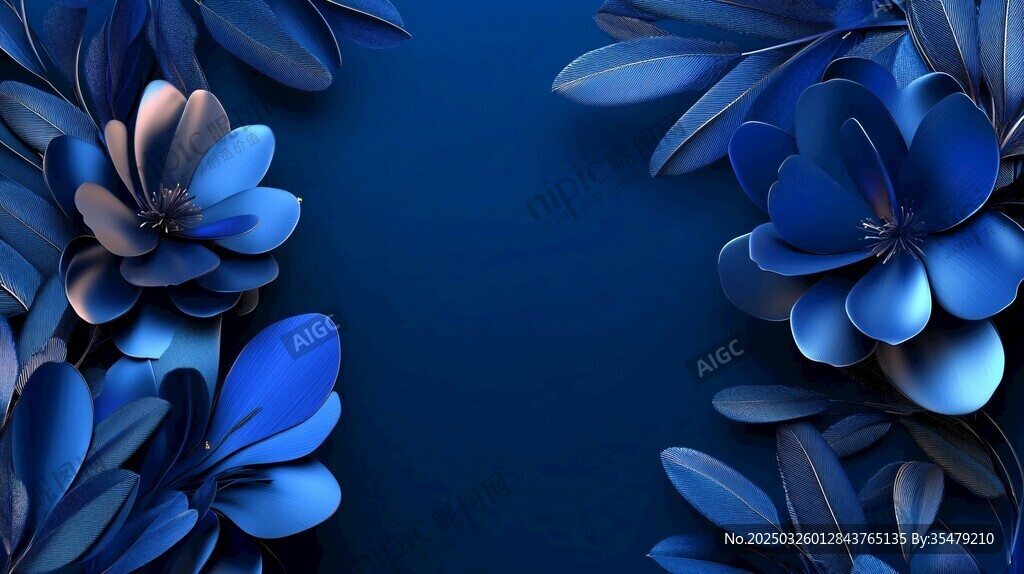 梦幻蓝调花卉背景图