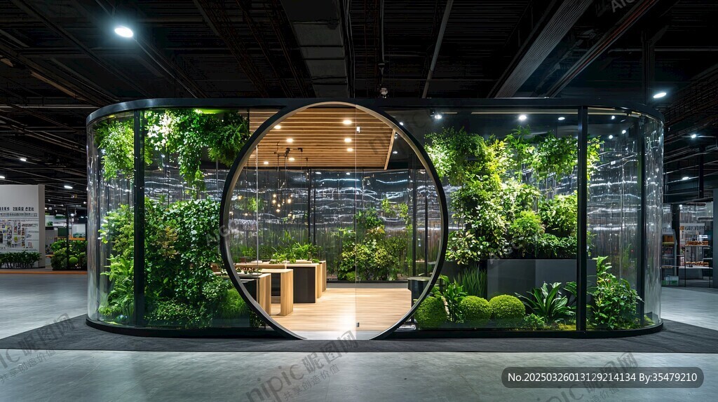圆形绿植环绕的创意空间
