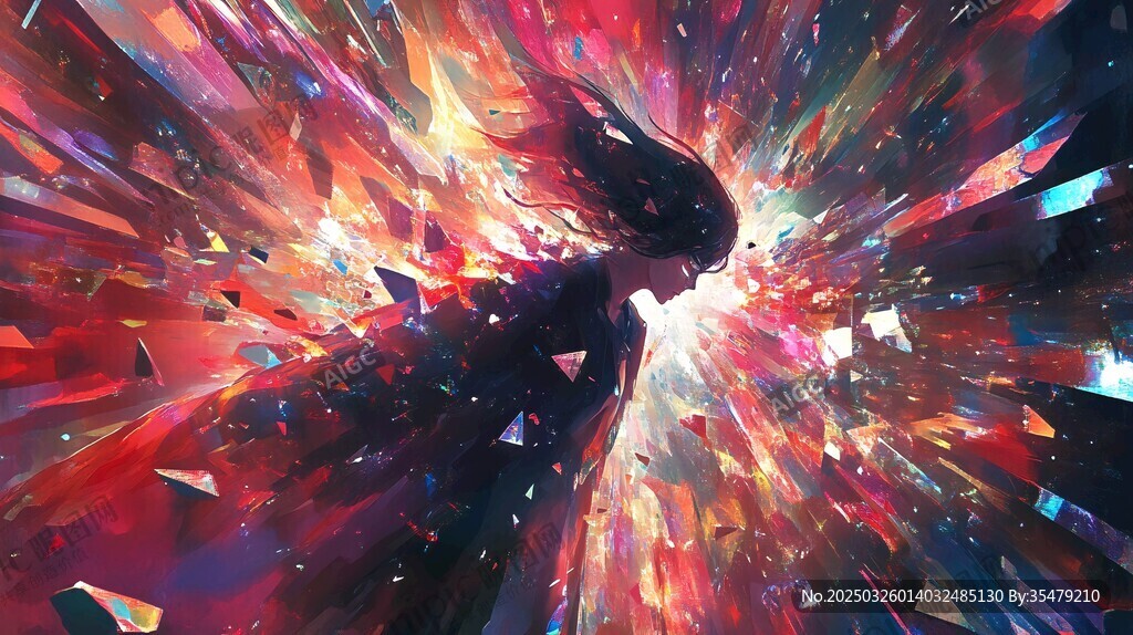 梦幻破碎风人物艺术插画