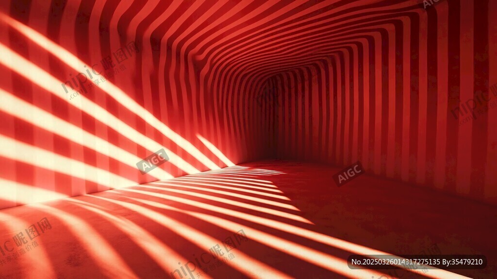 红色光影隧道科幻场景