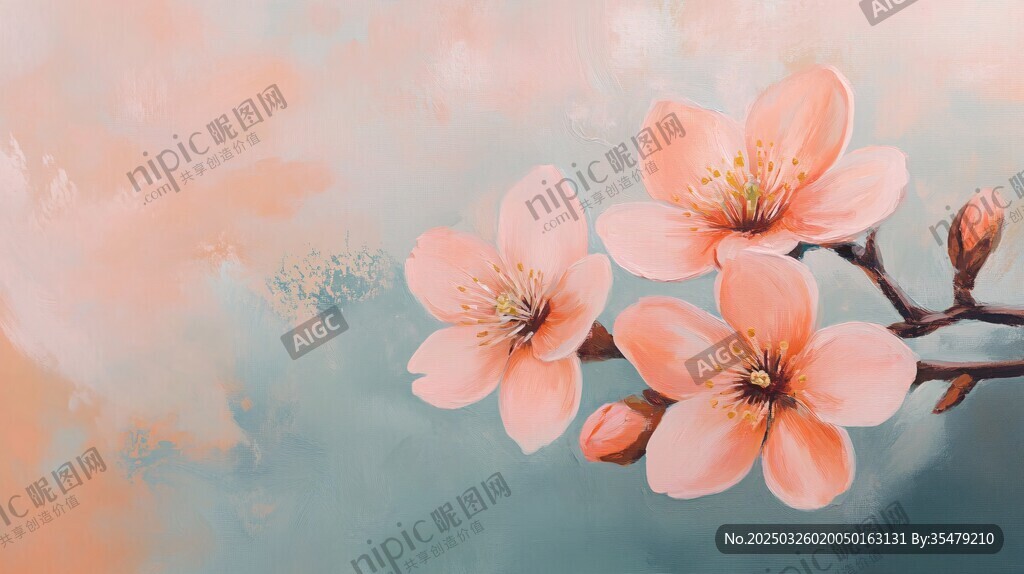 粉色烂漫桃花枝头绽放