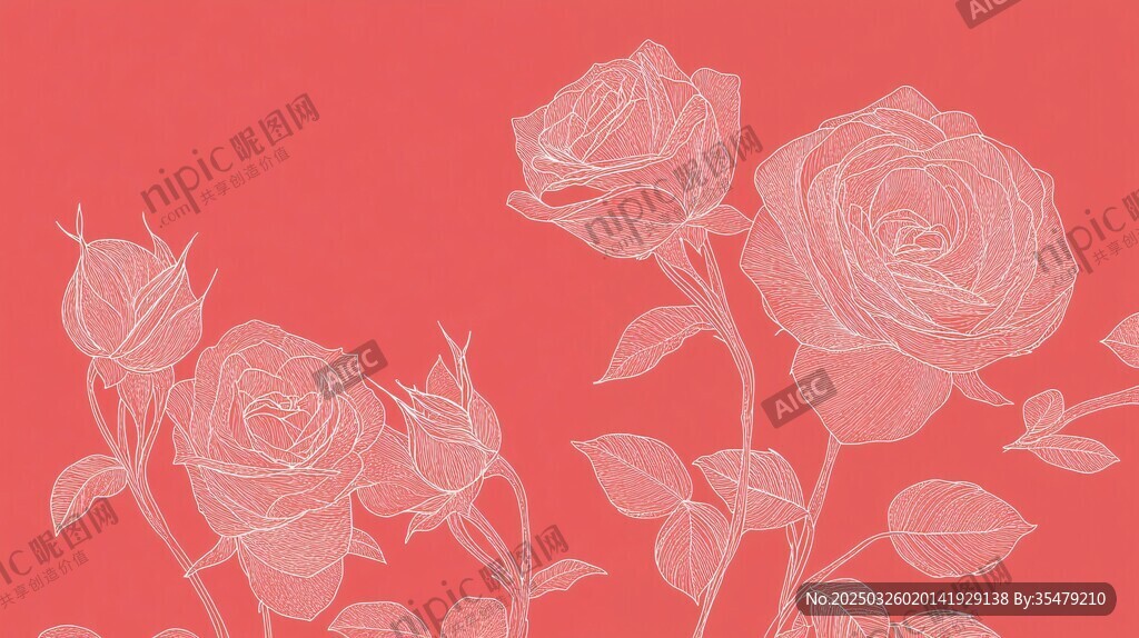 粉色玫瑰花卉简约背景图