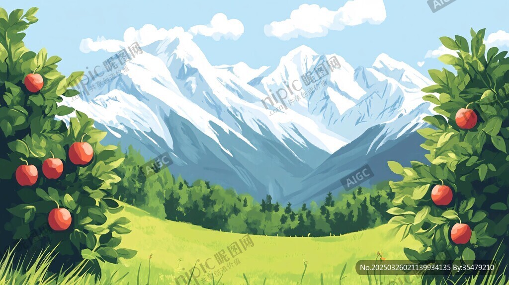 山间苹果园 自然美景