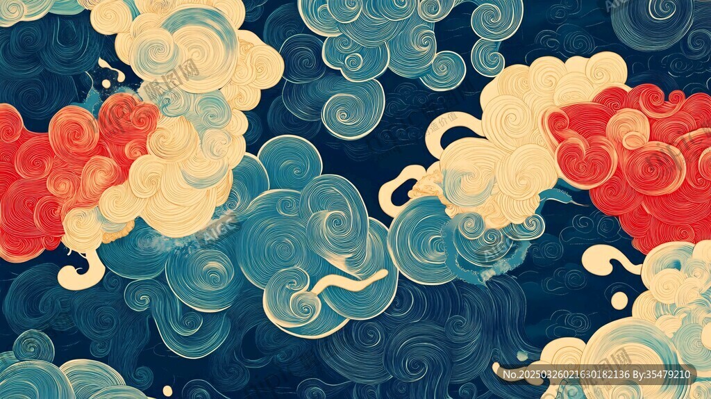 中式传统云纹图案背景