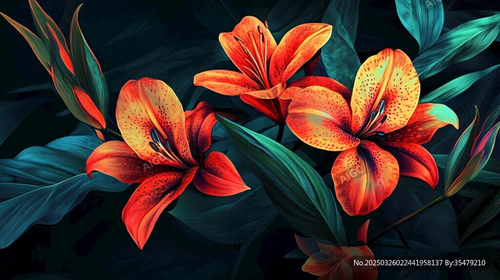 鲜艳橙花与绿叶的梦幻组合
