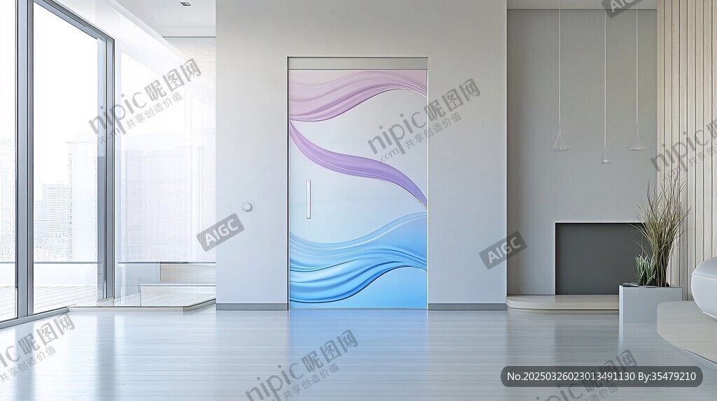梦幻渐变图案的现代室内门