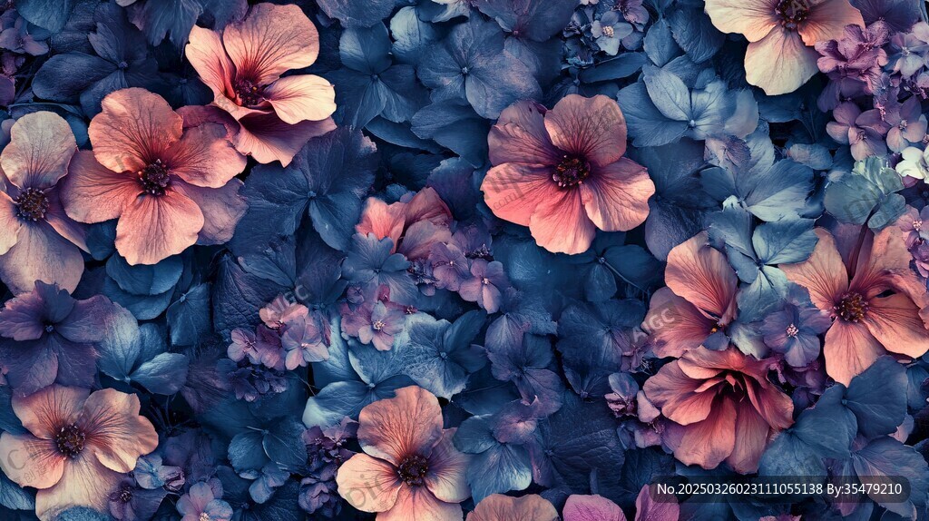 梦幻蓝紫花卉背景图案