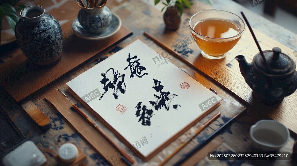 中式茶席书法雅致氛围