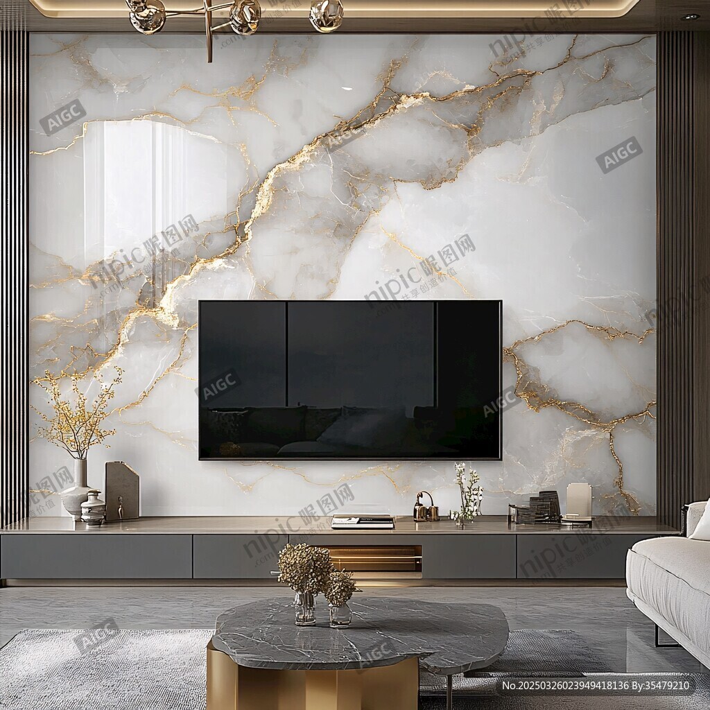 奢华大理石电视背景墙设计