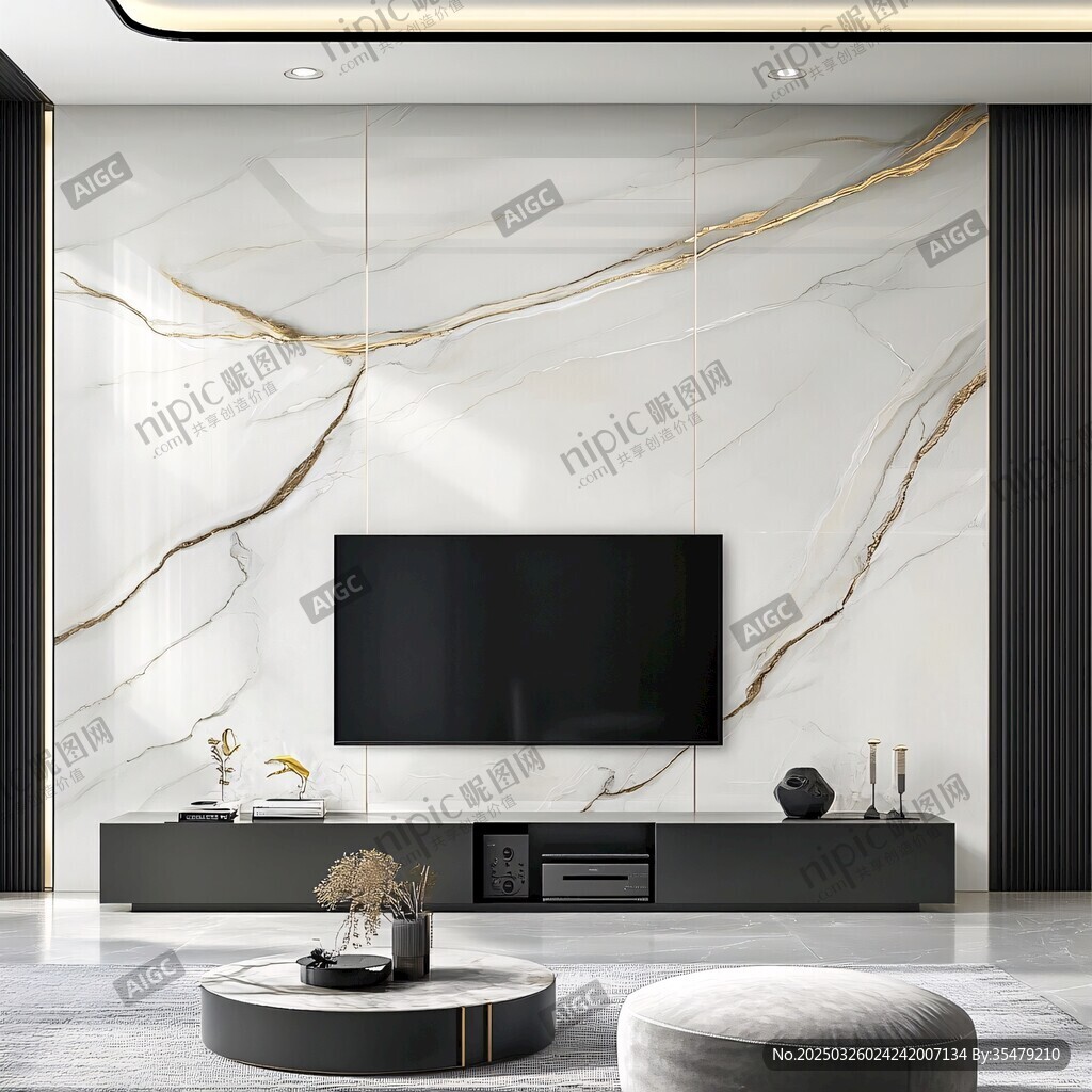 现代轻奢风客厅电视背景墙