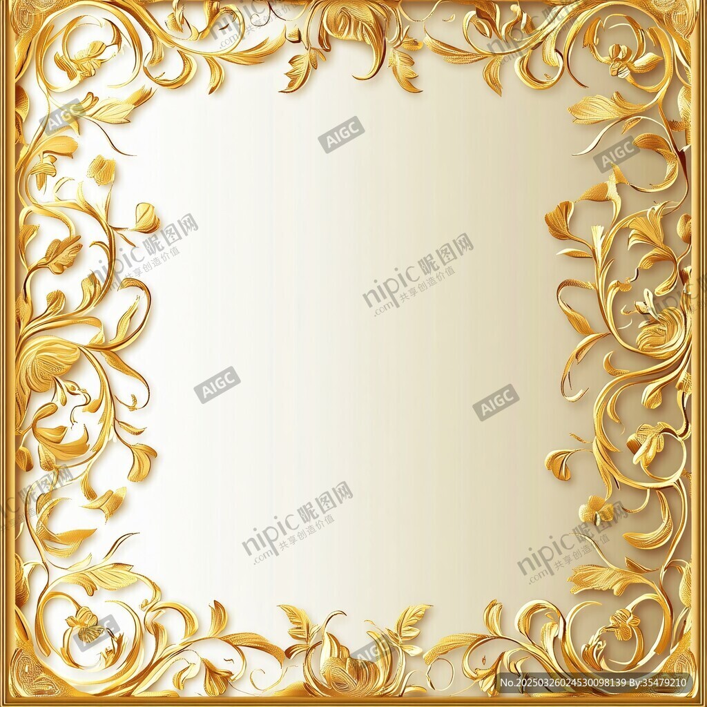 金色奢华花纹边框背景图