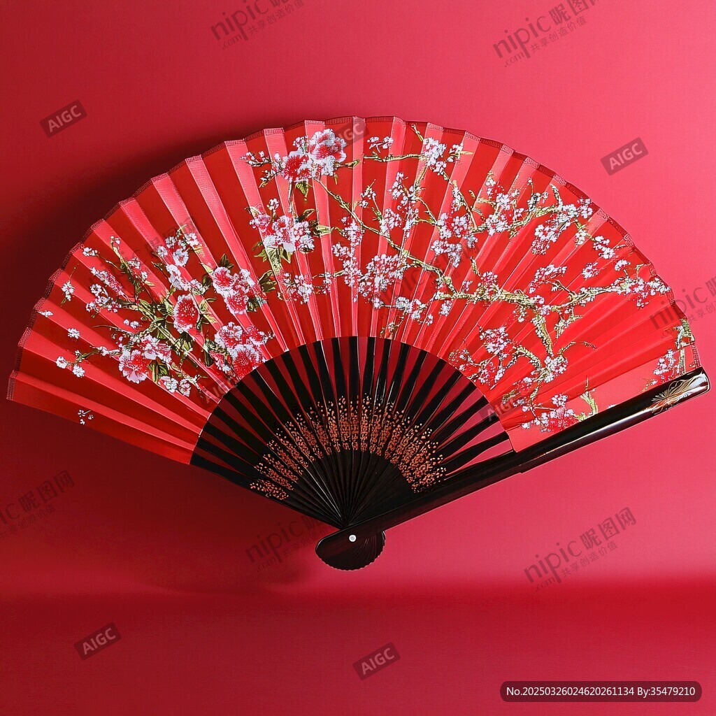 红梅折扇 传统典雅之美