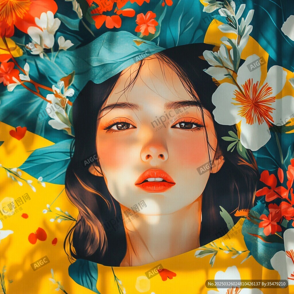 花海中的美丽少女