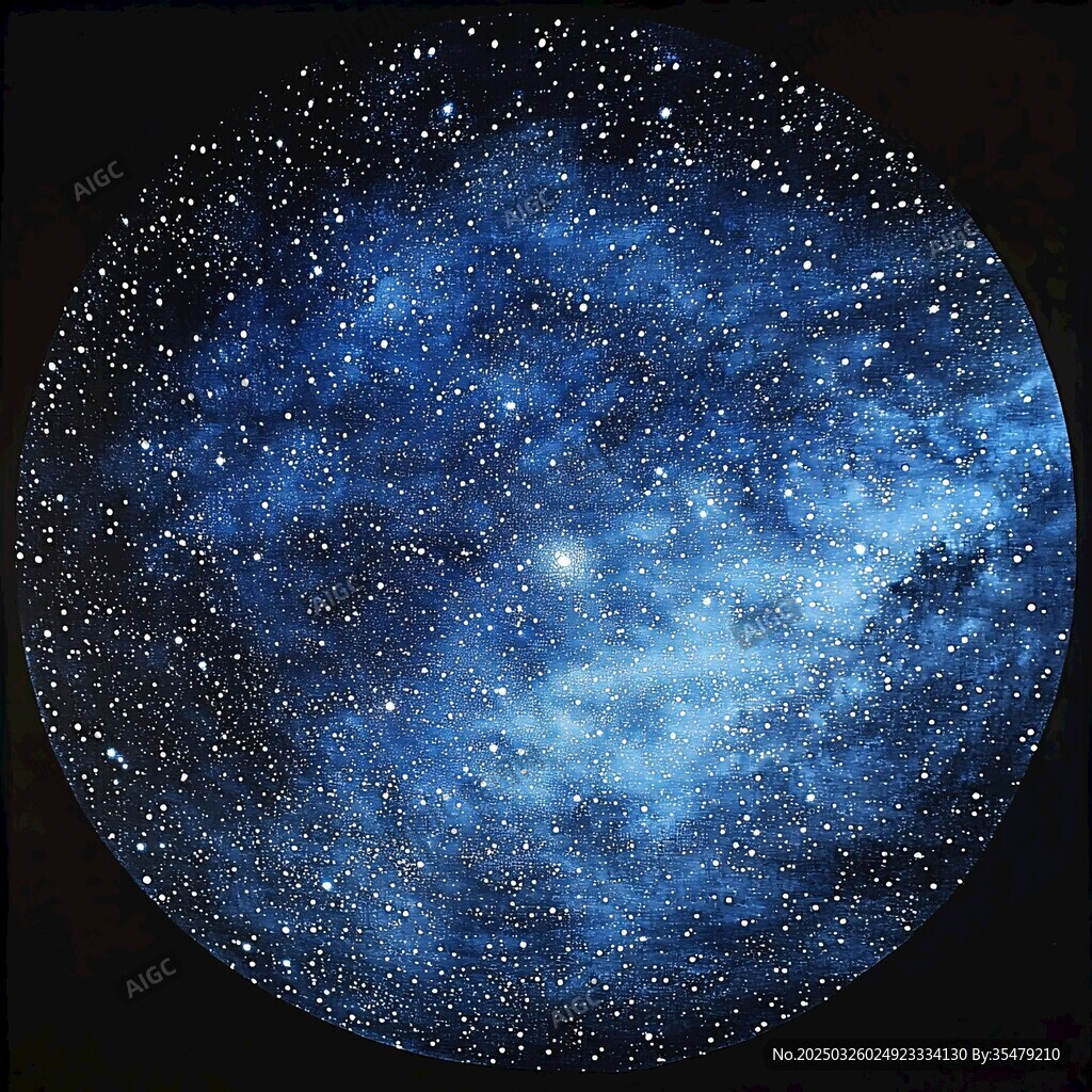 梦幻蓝色星空绘画作品