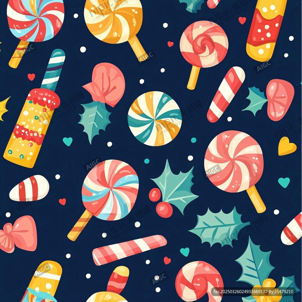 缤纷糖果插画图案设计