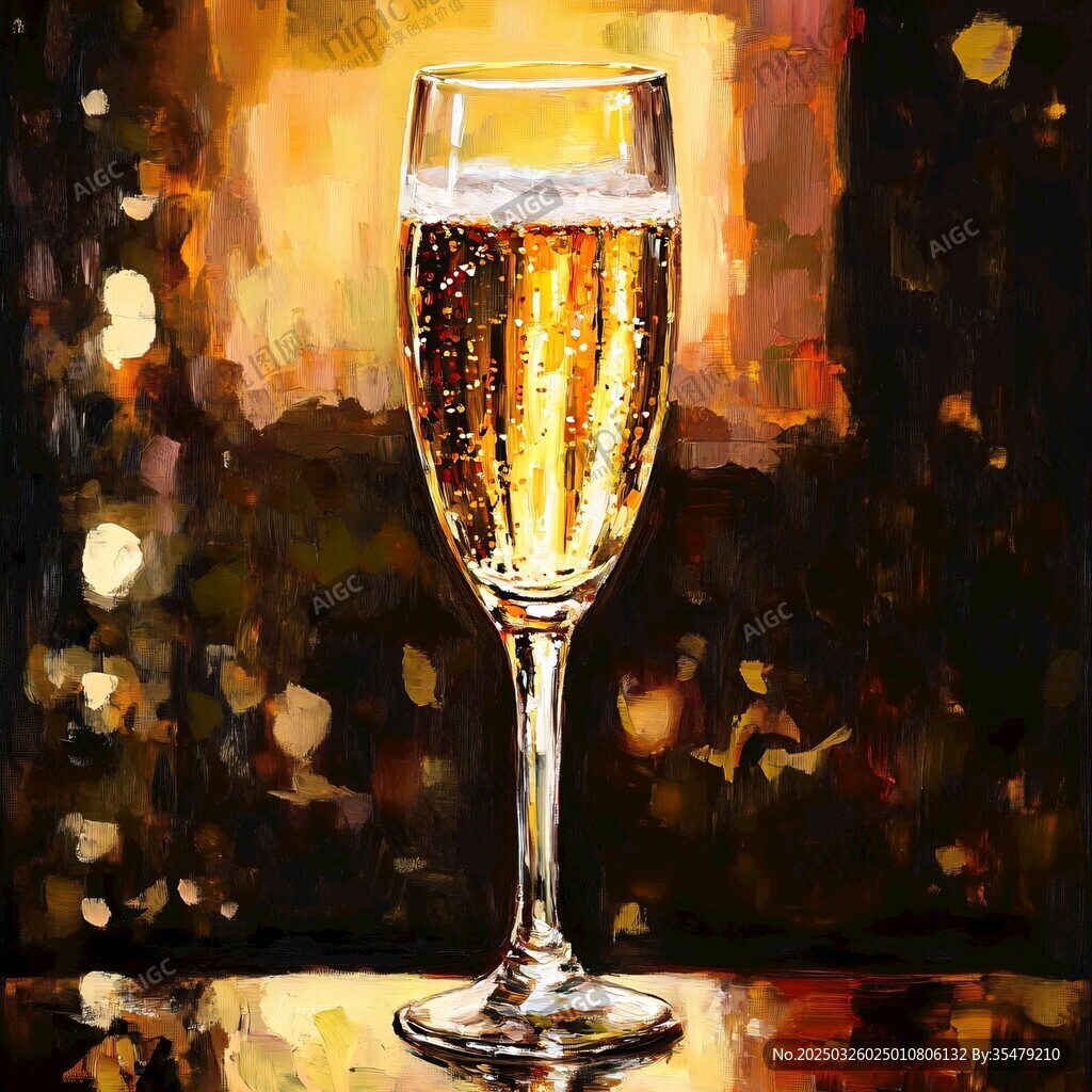 香槟酒杯艺术画作