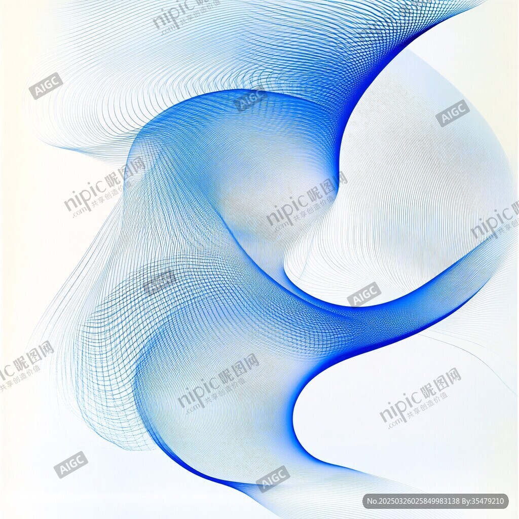蓝色动感线条抽象艺术图案