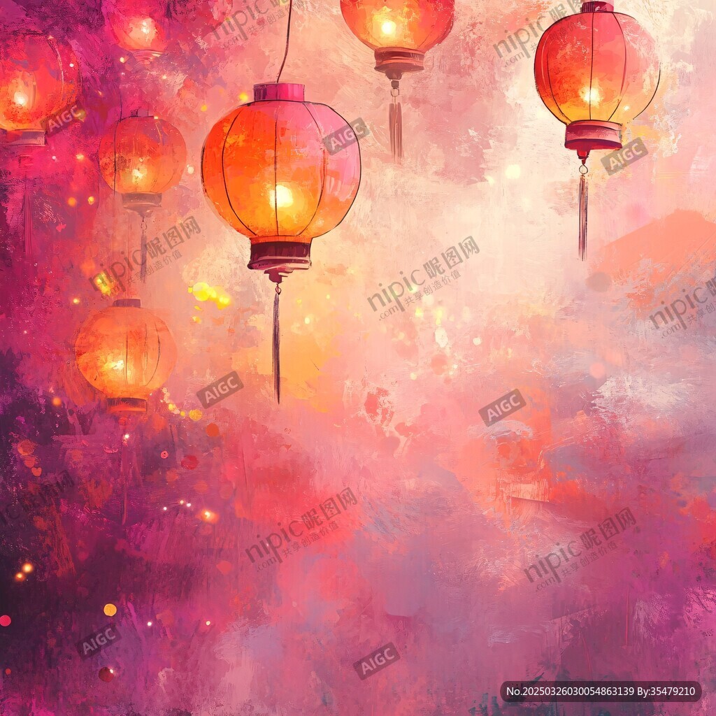 梦幻中式灯笼悬挂美景
