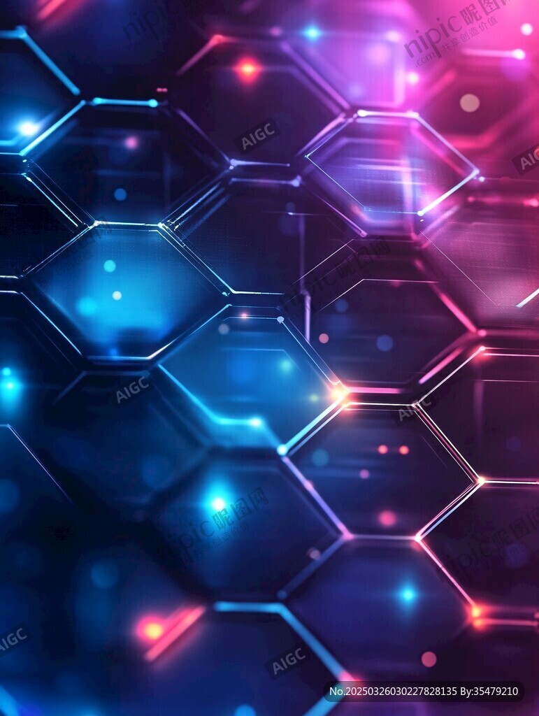 幻彩六边形科技背景图案