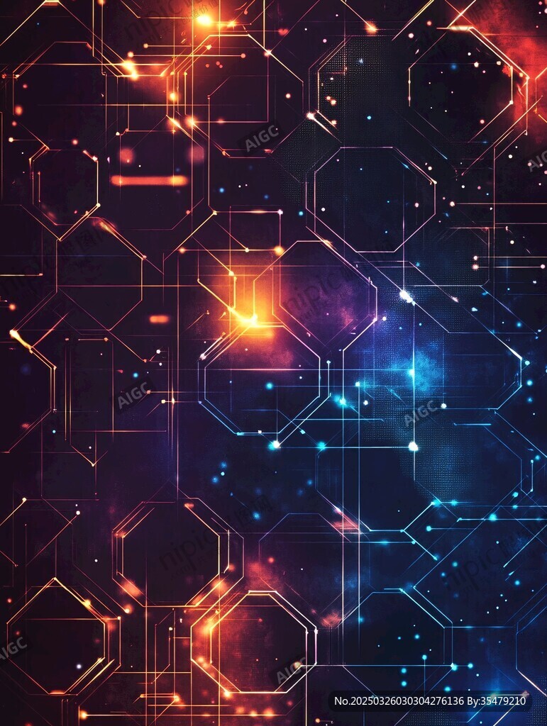 科技感六边形炫彩光影背景