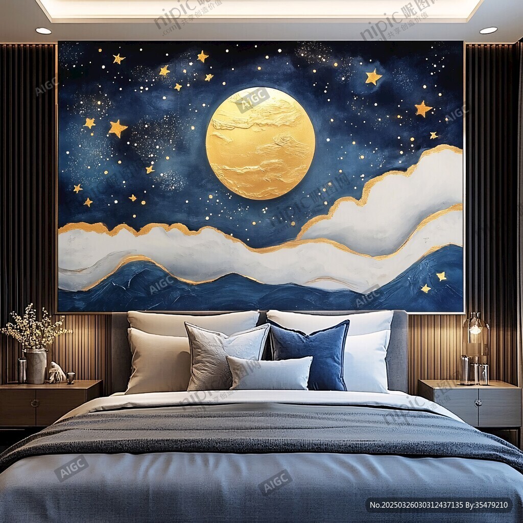 梦幻星空卧室背景墙装饰画