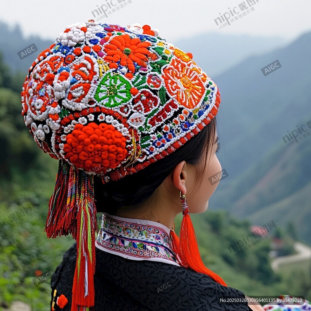 少数民族女子的绚丽头饰