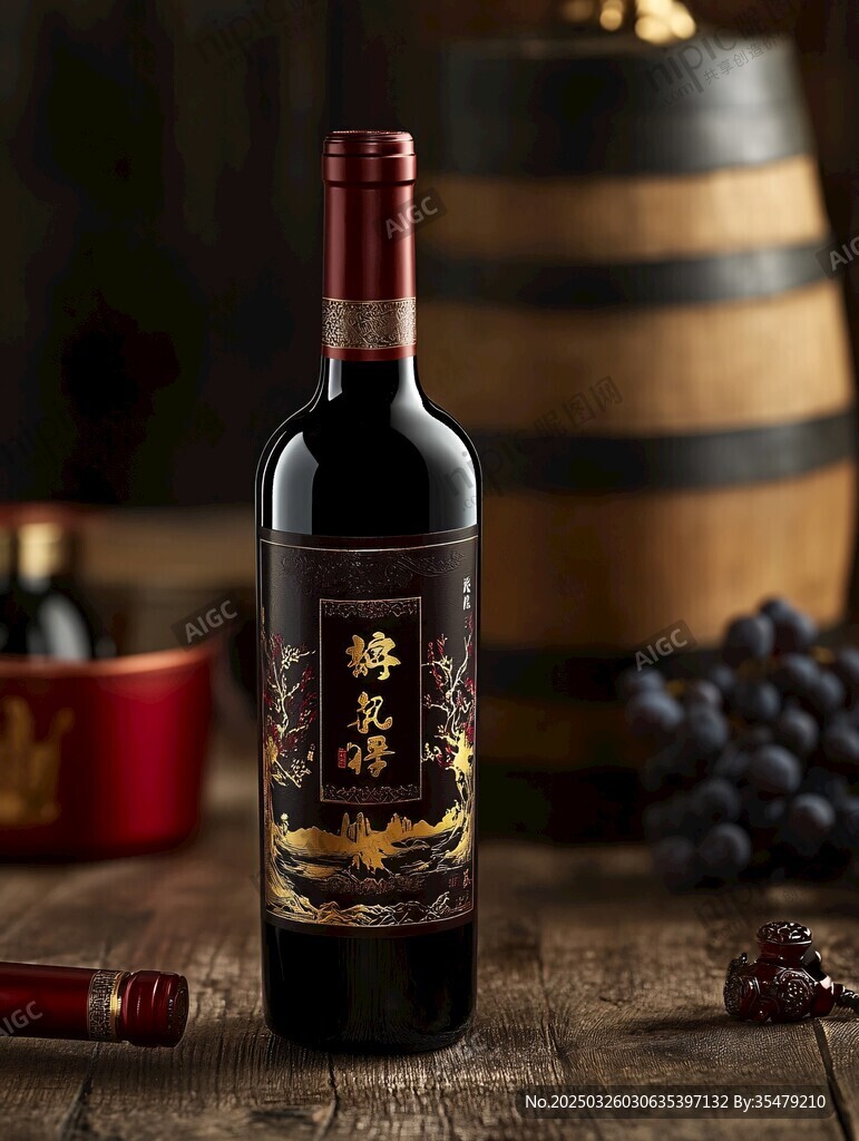 传统风格葡萄酒瓶展示