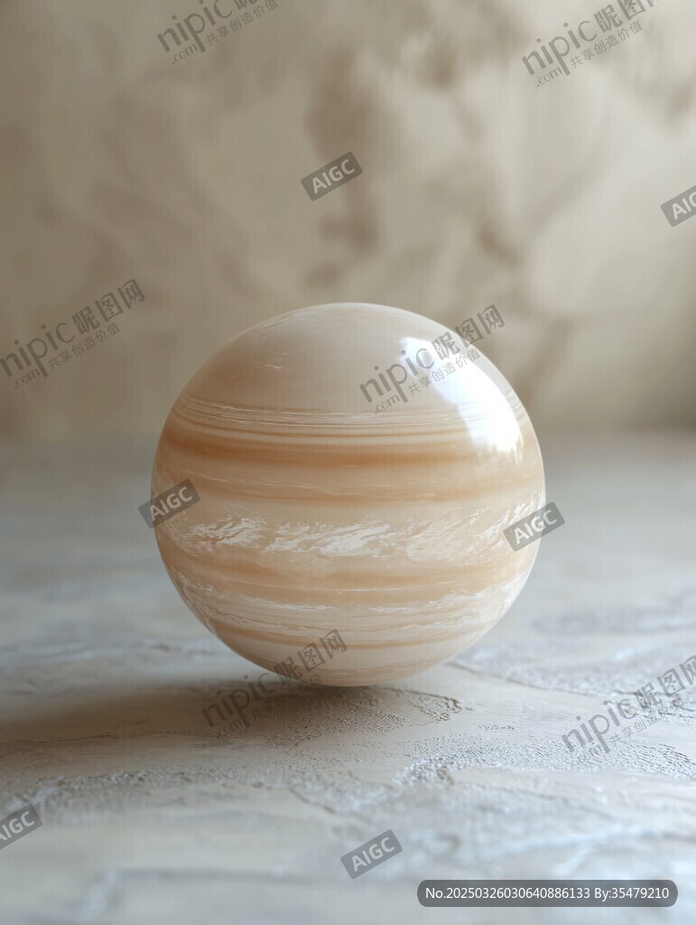米白色条纹圆球摆件
