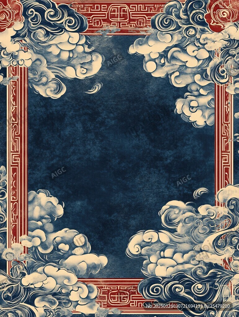 中式云纹复古边框背景图